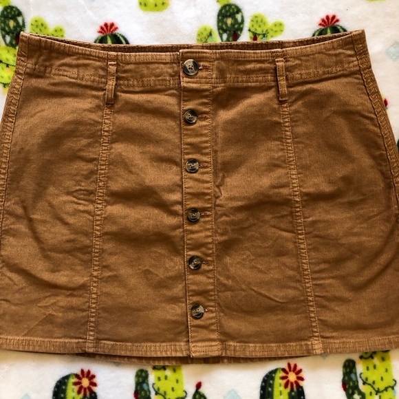 American Eagle Hi-Rise Button Front Corduroy Mini Skirt - Picture 2 of 9